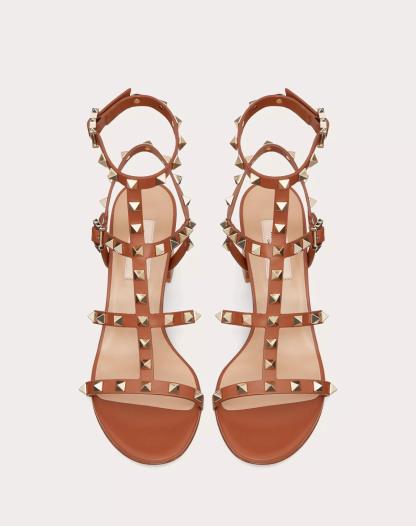 ROCKSTUD CALFSKIN ANKLE STRAP SANDAL 60 MM